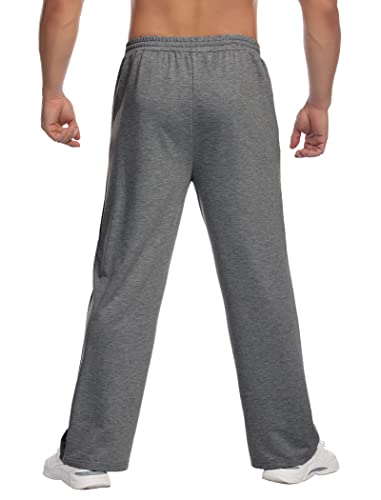 Deyeek Men's Sweat Pants Open Bottom Baggy Grey Sweatpants for Men Joggers Sweatpants Lightweight Gym Workout Sweats with Pockets - Image 2