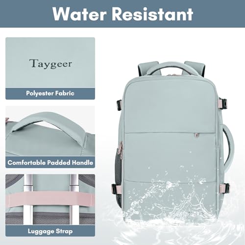 Taygeer Carry On Backpack for Women, TSA Approved Underseat Personal Item with 17.3 inch Laptop Compartment, Cute Daypack for Hiking Outdoor Weekend, Travel Backpack with Multiple Pockets, Powder Blue - Image 5