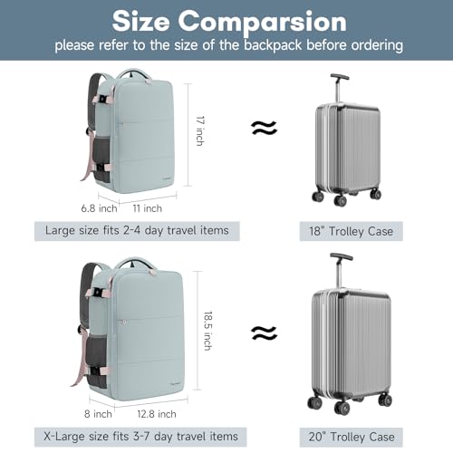 Taygeer Carry On Backpack for Women, TSA Approved Underseat Personal Item with 17.3 inch Laptop Compartment, Cute Daypack for Hiking Outdoor Weekend, Travel Backpack with Multiple Pockets, Powder Blue - Image 3