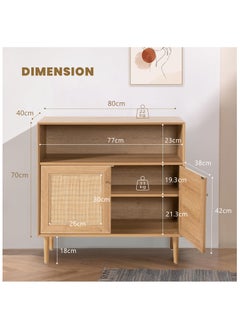 Chogori Rattan Storage Cabinet Boho Sideboard Buffet with Natural Rattan Doors, Farmhouse Credenza Accent Cabinet with Adjustable Shelf for Living Room Kitchen Entryway Hallway  - Image 2