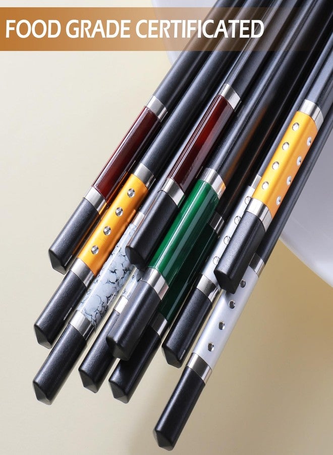 GLAMFIELDS 5 Pairs Premium Chopsticks Reusable Dishwasher Safe 9.5 Inch Fiberglass Chop Sticks Gift Set Non Slip Multi Color - Image 5