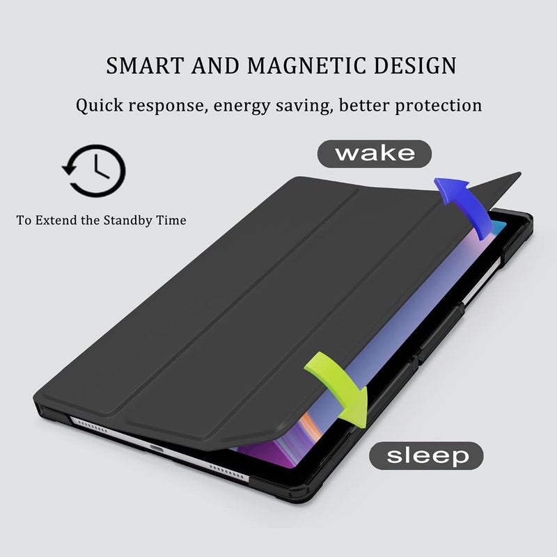 ProElite Smart Flip Case Cover for Samsung Galaxy Tab A8 10.5" SM-X200/ SM-X205/ SM-X207 Translucent Back with Stylus Pen, Black - Image 2