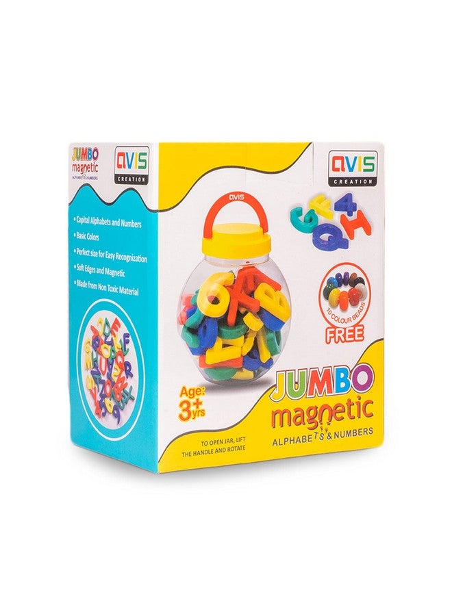 RATNA'S Jumbo Magnetic Alphabet and Numbers for Kids with 10 Colourful Beads Free Inside. - Image 1