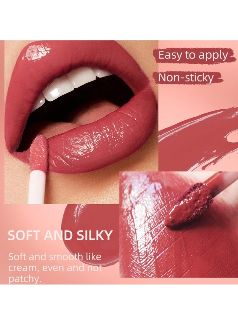 QiBest مجموعة أحمر الشفاه وقلم تحديد الشفاه أحمر شفاه سائل غير لامع ملمع شفاه مرطب قلم تحديد الشفاه الكريمي Cinnam 03 - Image 4