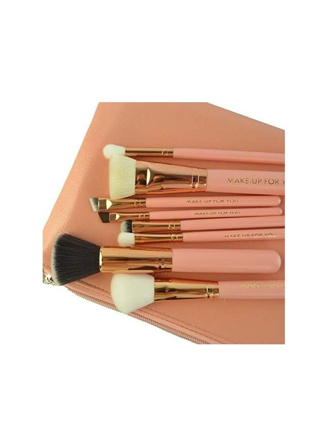 طقم فراش مكياج من 8 قطع مع حقيبة بلون زهري - Image 3