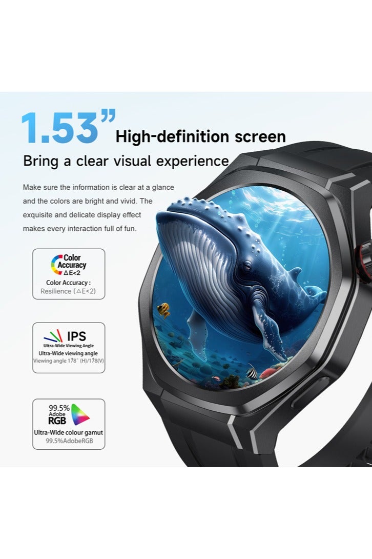 RollsTimi  Men's Watches Smartwatches Sports Watches Waterproof  High-Definition Screen Voice Assistant Health Monitoring Bluetooth Calling Watch5ultra Black - Image 5