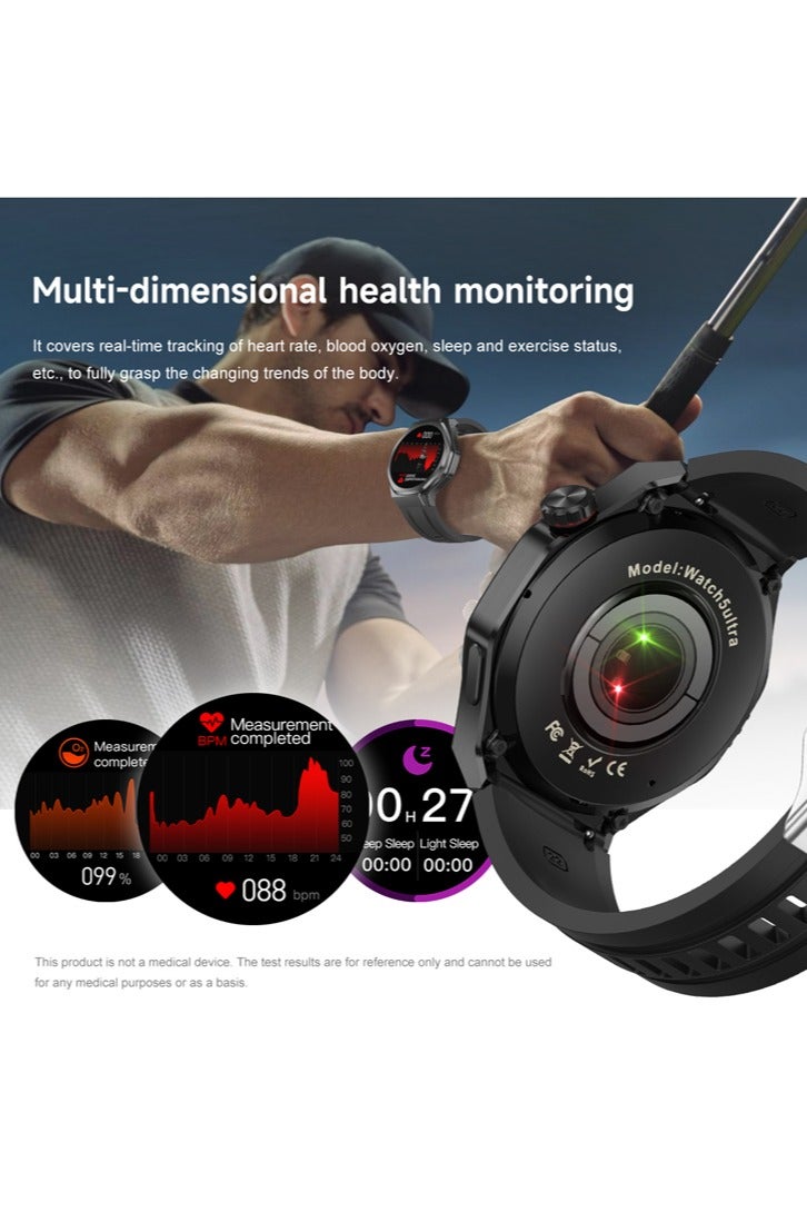 RollsTimi  Men's Watches Smartwatches Sports Watches Waterproof  High-Definition Screen Voice Assistant Health Monitoring Bluetooth Calling Watch5ultra Black - Image 5