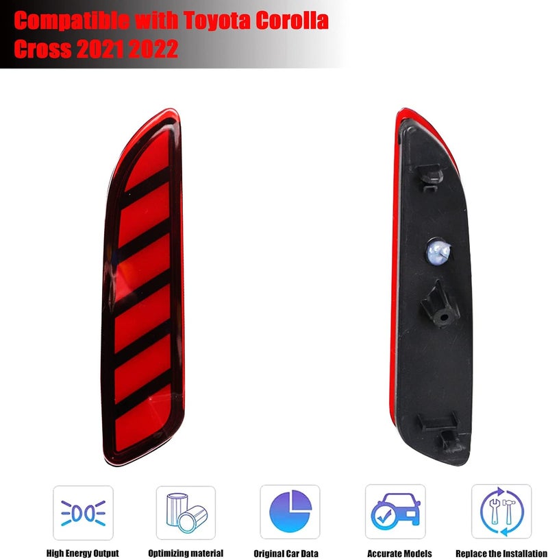 PGTOPONE Red LED Rear Bumper Reflectors for Toyota Corolla Cross - Image 3