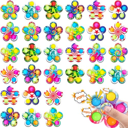 FODYNE 50Pcs Pop its Fidget Spinners for Kids Fidgets Toys Bulk for Adults Valentines Day Gifts Anxiety Toys Stress Relief Fidgets Valentines Basket Stuffers Classroom Prizes - Image 1