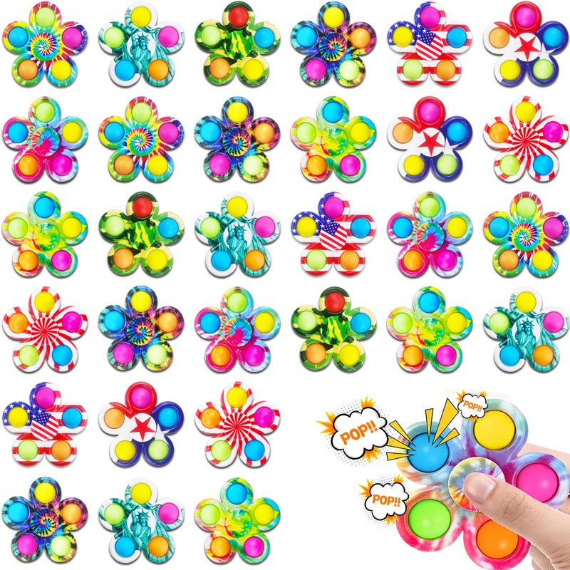 FODYNE 50Pcs Pop its Fidget Spinners for Kids Fidgets Toys Bulk for Adults Valentines Day Gifts Anxiety Toys Stress Relief Fidgets Valentines Basket Stuffers Classroom Prizes - Image 3