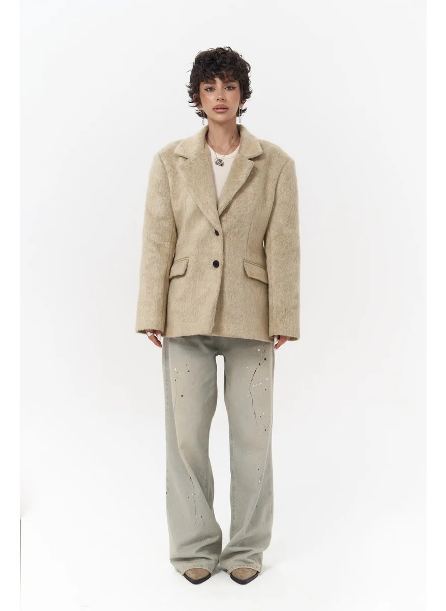 Mai Collection Monday Beige Slim Fit Blazer
