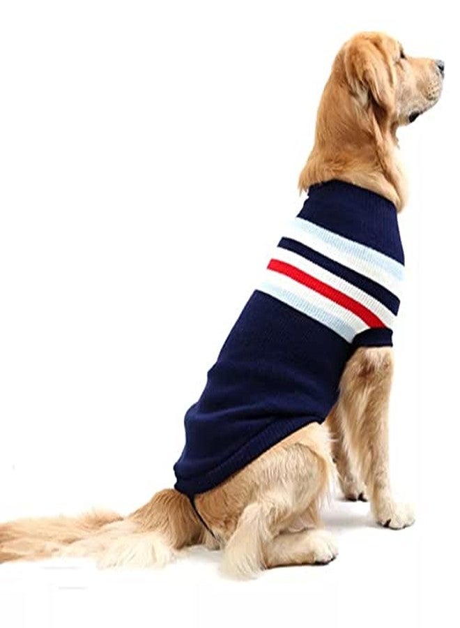 PETANGEL Dog Sweater | Warm Strip Dog Winter Knitwear Clothes with Elastic Leg Bands | Soft Acrylic Knitted Pet Pullover for Small Medium Large Doggy (Blue, Size: M) - Image 5