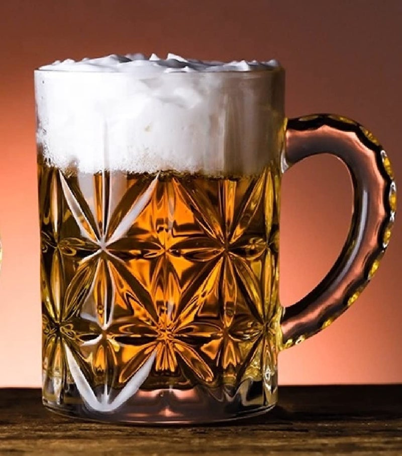 TIENER Italian Premium Glass Beer Mug | Pack of 2, 420ml | Beer Glasses Serve Ales and Lagers, Freezer Beer Mugs for Birthdays, Housewarming Parties (2, Design Beer Mug 420ML) - Image 5