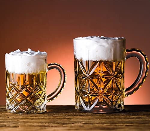 TIENER Italian Premium Glass Beer Mug | Pack of 2, 420ml | Beer Glasses Serve Ales and Lagers, Freezer Beer Mugs for Birthdays, Housewarming Parties (2, Design Beer Mug 420ML) - Image 4