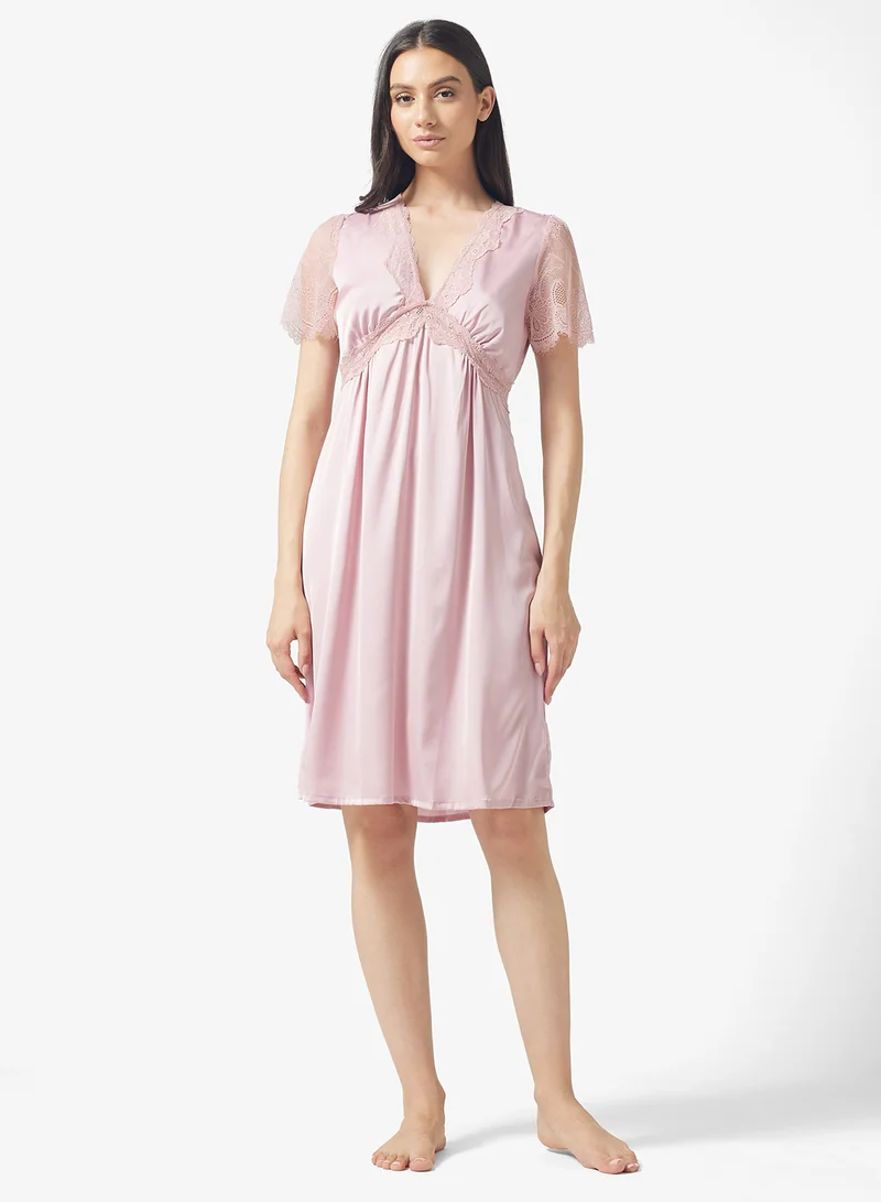 ELLA Night Dress With Lace Trims