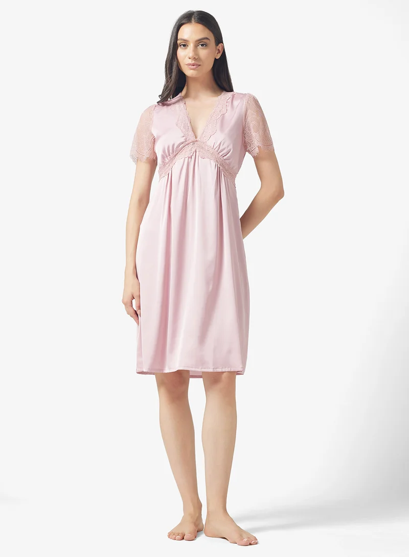 ELLA Night Dress With Lace Trims