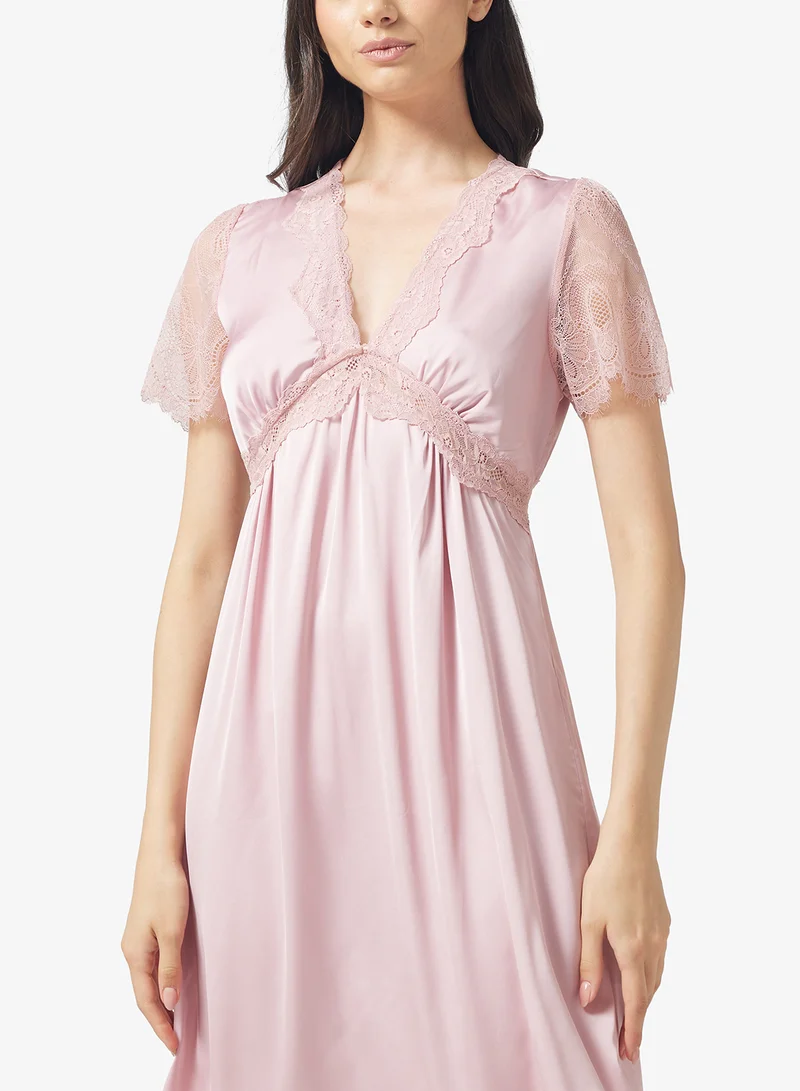 ELLA Night Dress With Lace Trims