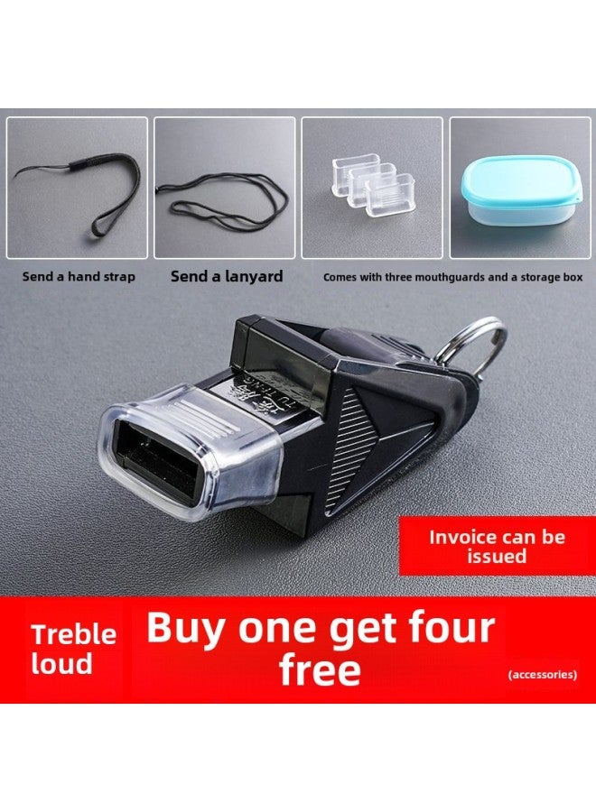 Generic Whistle Referee Special Outdoor Training Super-loud High-pitched Survival Whistle Basketball Physical Education Teacher Professional Nuclear-free Whistle-Color:Triangle Whistle Black [Send 4 Accessories]] - Image 2