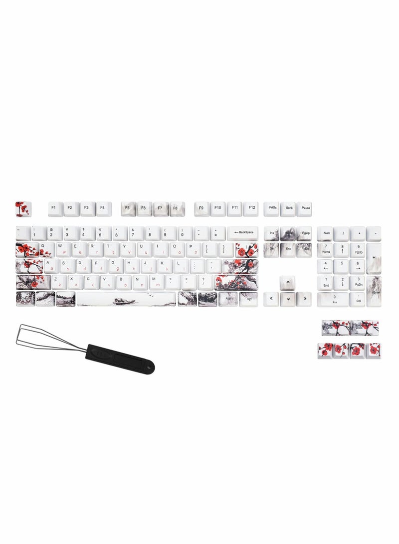 Rubber Keycaps Set, 110 Keys PBT Keycap, Anti-Slip Texture Dye-Sublimation Plum Blossom Cherry Profile Key Cap, DIY Mechanical Keyboard Keycap Set for Mechanical Keyboard - Image 4