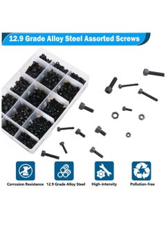 CMGTYYD 460 Pcs M3 M4 M5 Hex Head Bolt Socket Cap Screws Nuts Assortment Kit,12.9 Grade Alloy Steel Black Zinc Plated and Anti Rust Metric Screw Set,Nuts and Bolts Assorted Set with Storage Box  - Image 3