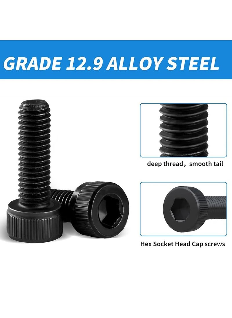 CMGTYYD - 460 Pcs M3 M4 M5 Hex Head Bolt Socket Cap Screws Nuts Assortment Kit,12.9 Grade Alloy Steel Black Zinc Plated and Anti Rust Metric Screw Set,Nuts and Bolts Assorted Set with Storage Box - Image 1