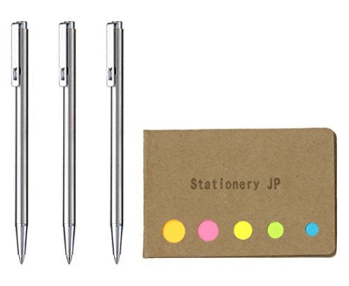 Stationery JP Zebra Techo T-3 Mini Ballpoint Pen for Notebook, 0.7 mm, Black Ink, 3-pack, Sticky Notes Value Set - Image 1