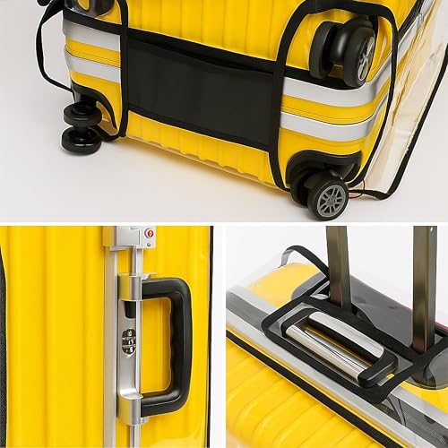 Fancy Walas Suitcase Cover 20 Inch Trolley Bag Cover Transparent PVC Suitcase Bag Cover with Zipper Dustproof Waterproof & Cabin Bag Anti-Scratch Luggage Cover for Travel Accessories, (Black, Pack of 1, 20 Inch) - Image 3