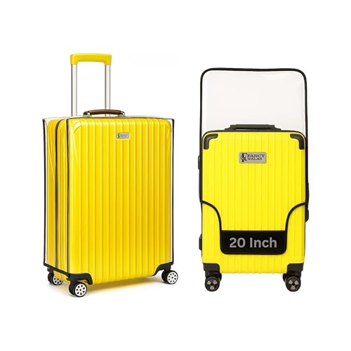 Fancy Walas Suitcase Cover 20 Inch Trolley Bag Cover Transparent PVC Suitcase Bag Cover with Zipper Dustproof Waterproof & Cabin Bag Anti-Scratch Luggage Cover for Travel Accessories, (Black, Pack of 1, 20 Inch) - Image 1