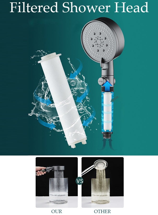 DUNISO Filtered Shower Head with Handheld, High Pressure Water Flow and Multiple Spray Modes Shower Head with Filter, Power Wash for Hard Water, Showerhead with ON/OFF Switch for Pets Bath - Image 3