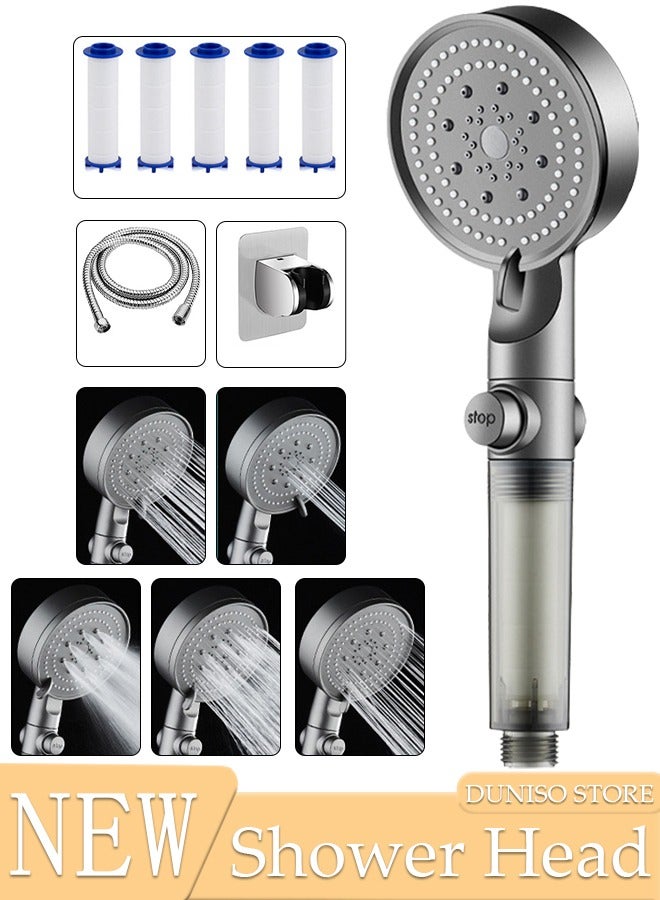 DUNISO Filtered Shower Head with Handheld, High Pressure Water Flow and Multiple Spray Modes Shower Head with Filter, Power Wash for Hard Water, Showerhead with ON/OFF Switch for Pets Bath - Image 1