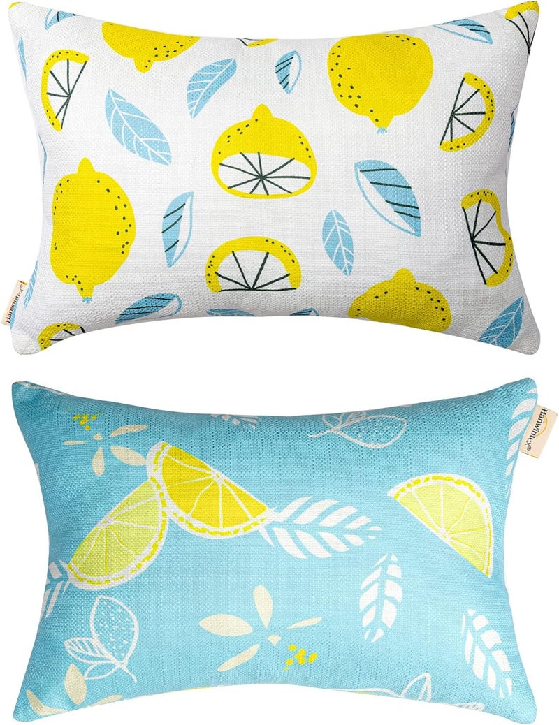 vmgreen Outdoor Patio Chaise Lounge Small Headrest Waterproof Pillows with Insert & Adjustable Elastic Stripe,Garden Furniture Sofa Office Chair Seat Yellow 2 Pack - Image 1
