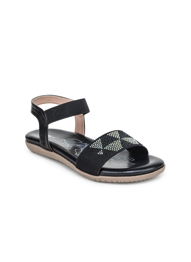 She Zone Black Open Toe Flats for Women - Image 2