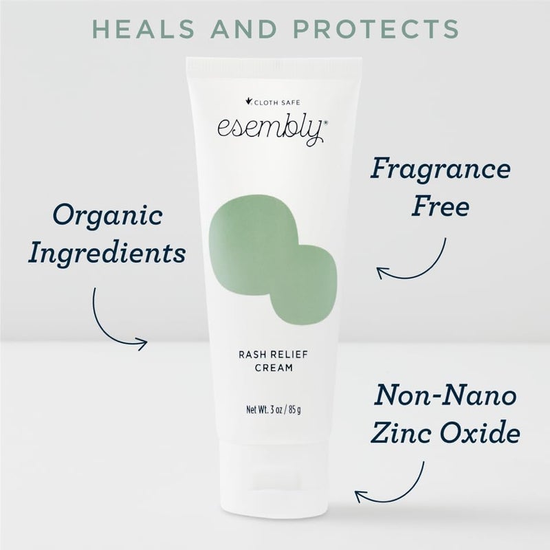 Esembly Rash Relief Cream, Organic and Cloth Friendly Zinc Oxide Barrier Cream, Soothes and Heals Diaper Rash, Natural Aid for Baby Bottom Discomfort, 3oz - Image 2