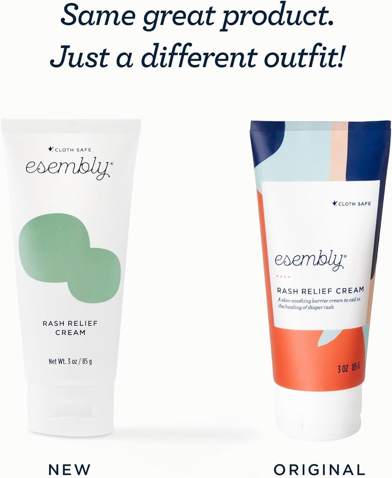 Esembly Rash Relief Cream, Organic and Cloth Friendly Zinc Oxide Barrier Cream, Soothes and Heals Diaper Rash, Natural Aid for Baby Bottom Discomfort, 3oz - Image 1