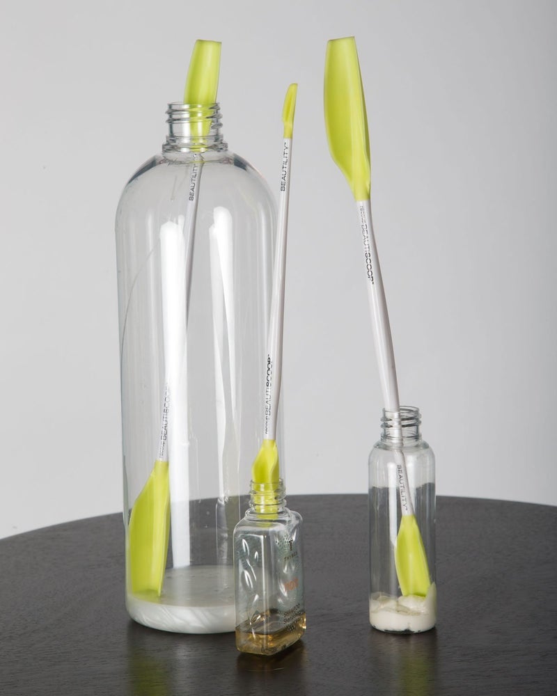 Beautility BEAUTISCOOP Duo Set Crisp White/Green Dual-Scoop Beauty Tool (8" & 11" Duo, White/Green) - Image 3