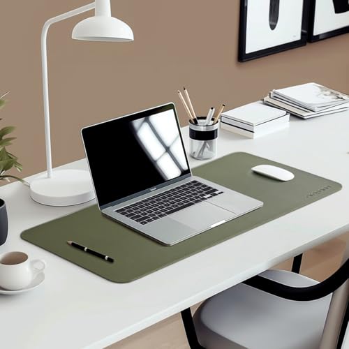AROPANA Anti-Slip Extended Mouse Pad | PU Vegan Leather Desk Mat | Large Computer Desk Protector Pad with Suede Base for Keyboard, Laptop, Office & Home (60x35CM, Deep Green) - Image 4