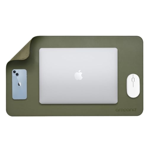 AROPANA Anti-Slip Extended Mouse Pad | PU Vegan Leather Desk Mat | Large Computer Desk Protector Pad with Suede Base for Keyboard, Laptop, Office & Home (60x35CM, Deep Green) - Image 1
