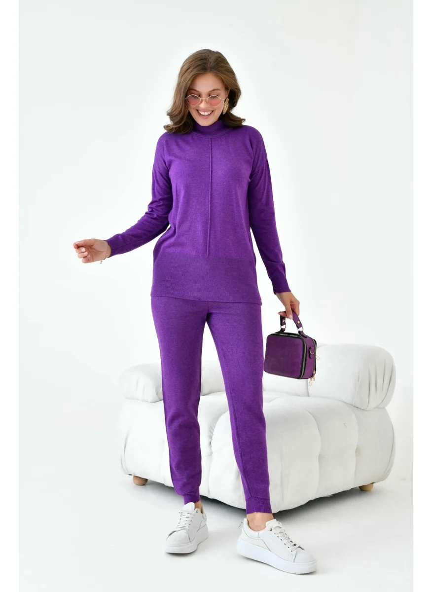 جارمي Ftz Women Women's Overlay Detailed Two Piece Suit Purple