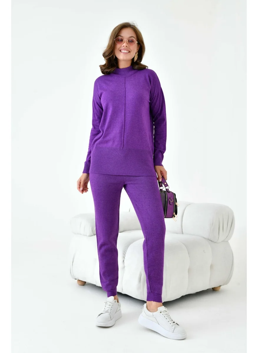 جارمي Ftz Women Women's Overlay Detailed Two Piece Suit Purple
