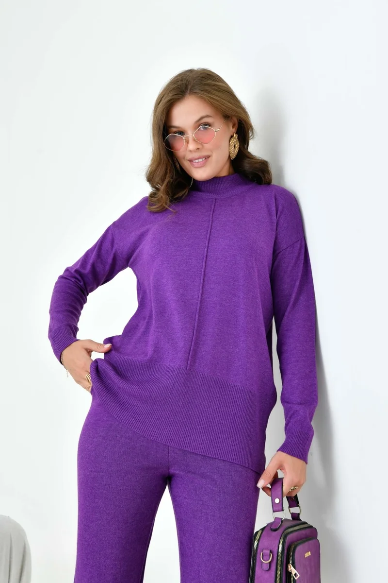 Garmi Ftz Women Women's Overlay Detailed Two Piece Suit Purple