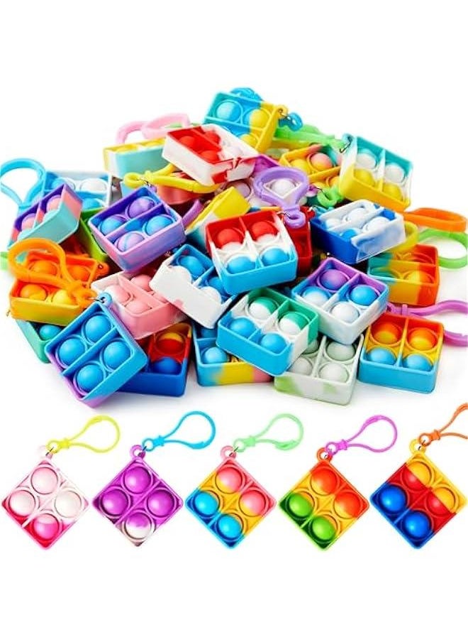 Arabest Square Pop Fidget Keychain 30 Pack Pop Fidget Toys Bulk Party Favors for Kids 4-8,8-12 Years, Goodie Bag Stuffers End of Year Student Gifts Classroom Prizes Birthday Sensory Toys  - Image 1