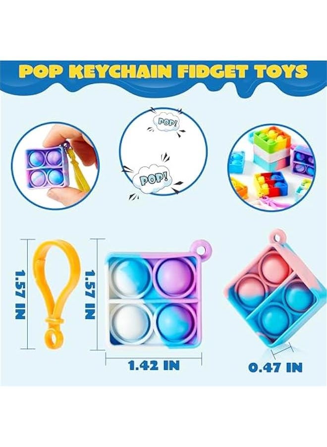 Arabest Square Pop Fidget Keychain 30 Pack Pop Fidget Toys Bulk Party Favors for Kids 4-8,8-12 Years, Goodie Bag Stuffers End of Year Student Gifts Classroom Prizes Birthday Sensory Toys  - Image 2