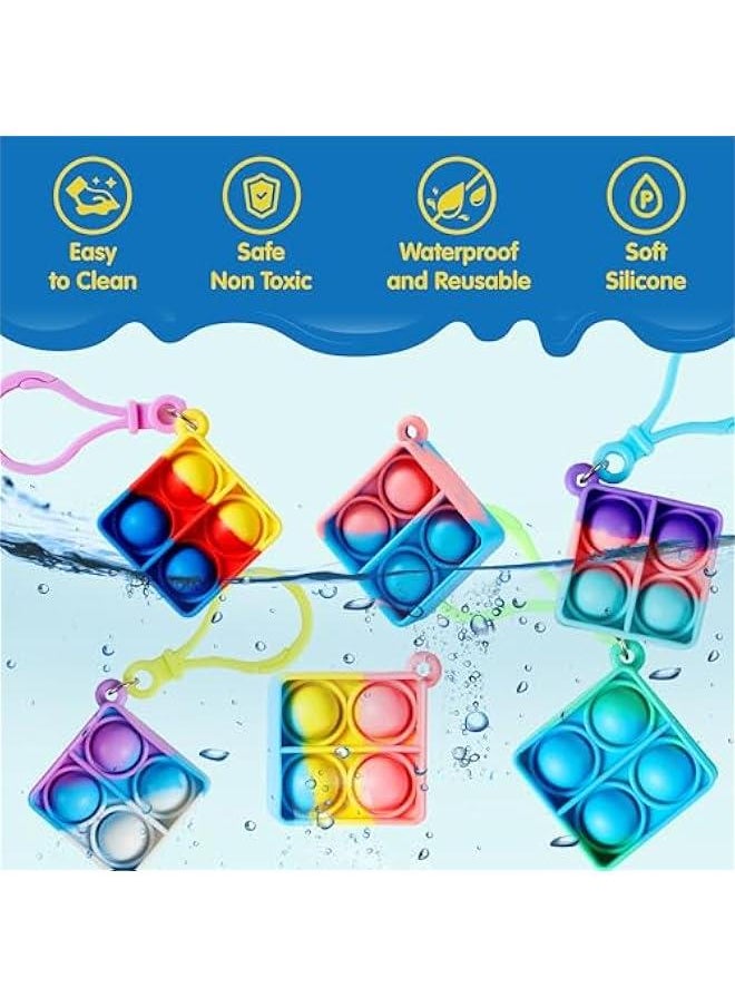 Arabest Square Pop Fidget Keychain 30 Pack Pop Fidget Toys Bulk Party Favors for Kids 4-8,8-12 Years, Goodie Bag Stuffers End of Year Student Gifts Classroom Prizes Birthday Sensory Toys  - Image 3