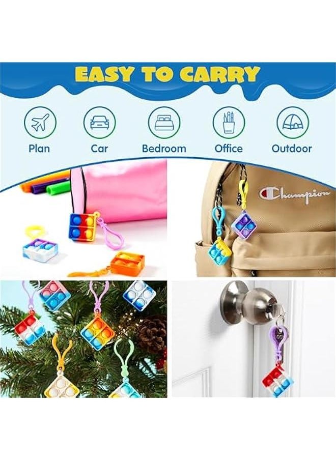 Arabest Square Pop Fidget Keychain 30 Pack Pop Fidget Toys Bulk Party Favors for Kids 4-8,8-12 Years, Goodie Bag Stuffers End of Year Student Gifts Classroom Prizes Birthday Sensory Toys  - Image 4