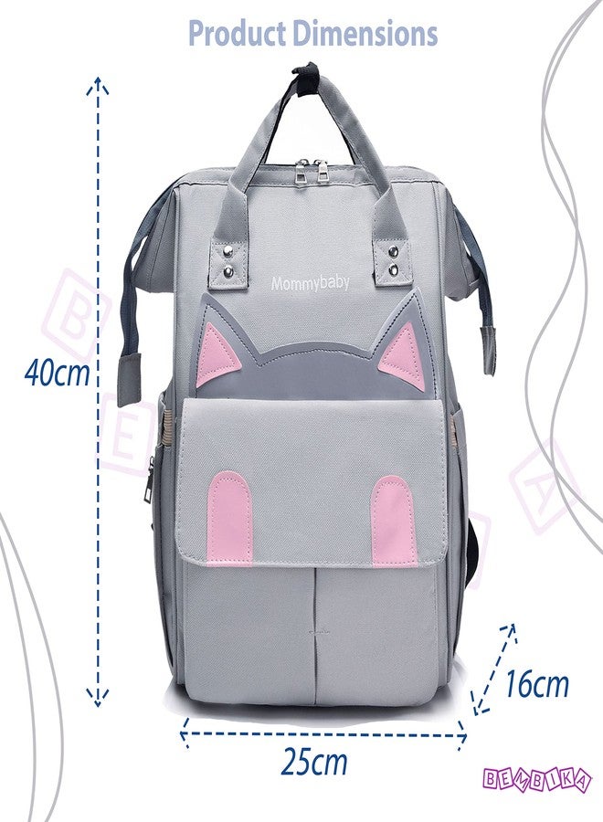 بيمبيكا حقائب حفاضات بيمبيكا للأم والأب، حقائب حفاضات للأم والطفل، حقيبة للأم متعددة الوظائف مقاومة للماء وذات سعة كبيرة (لون رمادي فاتح) - Image 4