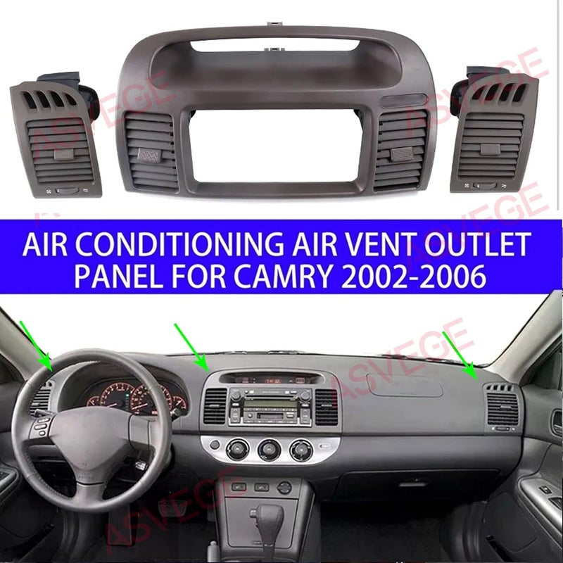 ASVEGE 3 pcs Center Dash AC Outlet Air Vent Panel for Toyota Camry 2003-2006 55650-AA020-E0, Beige Brown - Image 2