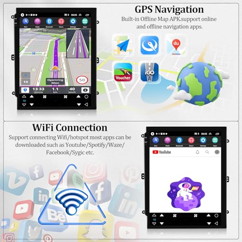AMprime [4+64G] 8-Core Android 15 Car Stereo for Hummer H2 2002-2007 with Wireless Carplay&Android Auto,9.7 Inch Touch Screen Car Radio with GPS WiFi Bluetooth FM/RDS SWC Dual USB/AUX-in+Backup Camera - Image 4