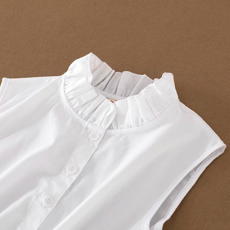 Cotton French Wood Ear Collar False Collar Women'S All-Match False Collar Base Shirt Women'S Sleeveless Shirt Inner Vest False Collar - Image 5