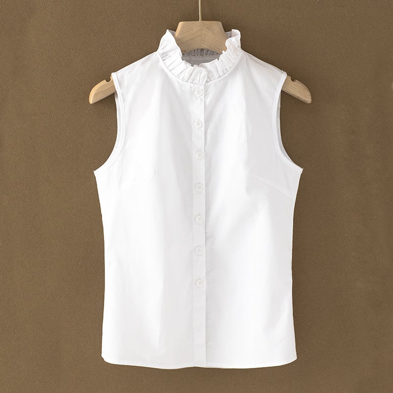 Cotton French Wood Ear Collar False Collar Women'S All-Match False Collar Base Shirt Women'S Sleeveless Shirt Inner Vest False Collar - Image 1