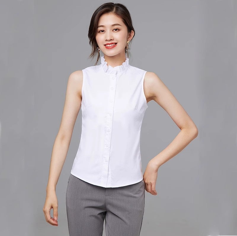 Cotton French Wood Ear Collar False Collar Women'S All-Match False Collar Base Shirt Women'S Sleeveless Shirt Inner Vest False Collar - Image 3